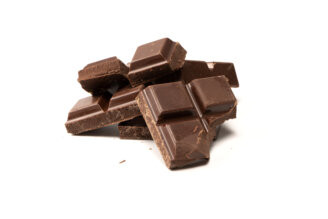 A chocolate bar isolated on white background.